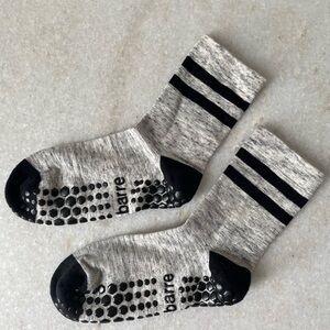 Pure Barre Grey with Black Stripes Crew Grip Socks NWOT